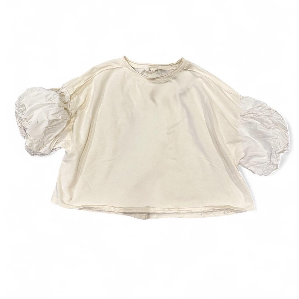 Cream oversized bubble sleeve top